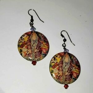 BIG ARTSY BOHO EARRINGS 1½" Drop Dangling Slip On Pierced Earrings Exotic